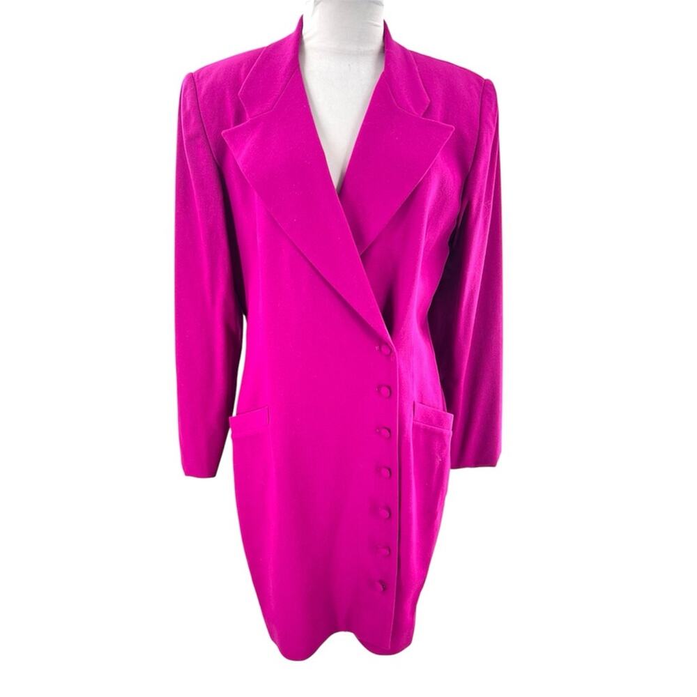 Vintage Nicole Miller hot pink wool blazer dress sz 12
